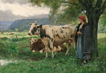 Ganado Vaca Toro Painting - vacas y campesina